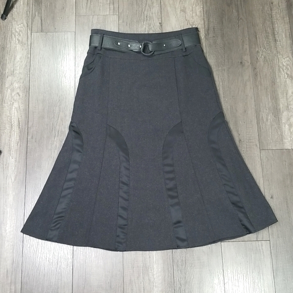 Gilani Women's A-line Flared Midi Skirt Size 10 With Belt Black - Picture 9 of 9